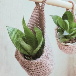 Cestos maceteros colgantes al crochet decorativos Cestos maceteros colgantes al crochet tejidos a mano para decoración del hogar con plantas