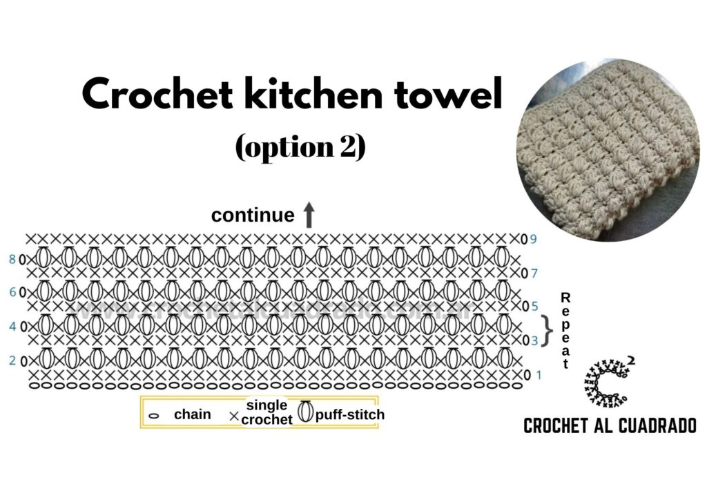 graph crochet kitchen towel puff stitch