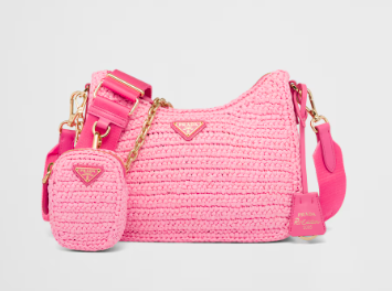 cartera rosa prada crochet