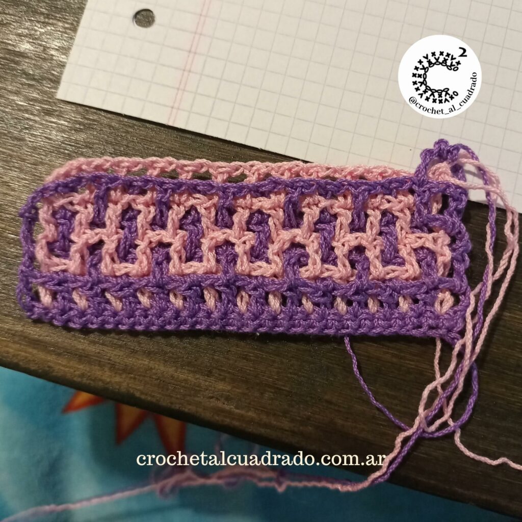 muestra punto interlocking crochet