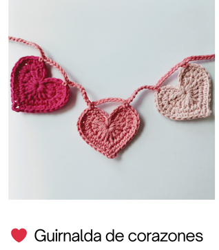 guirnalda de corazones a crochet para decorar