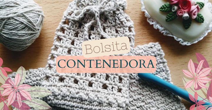 Bolsita contenedora al crochet para guardar accesorios de baño